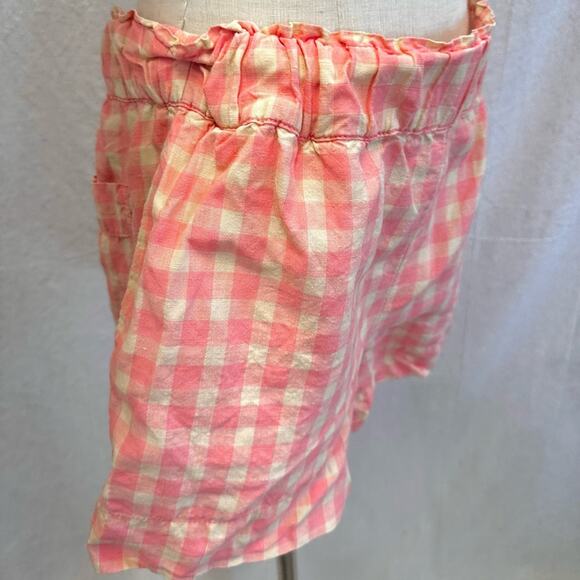 Lou & Grey Gingham pink/beige 100% Linen pull on high rise shorts size small - Picture 5 of 16